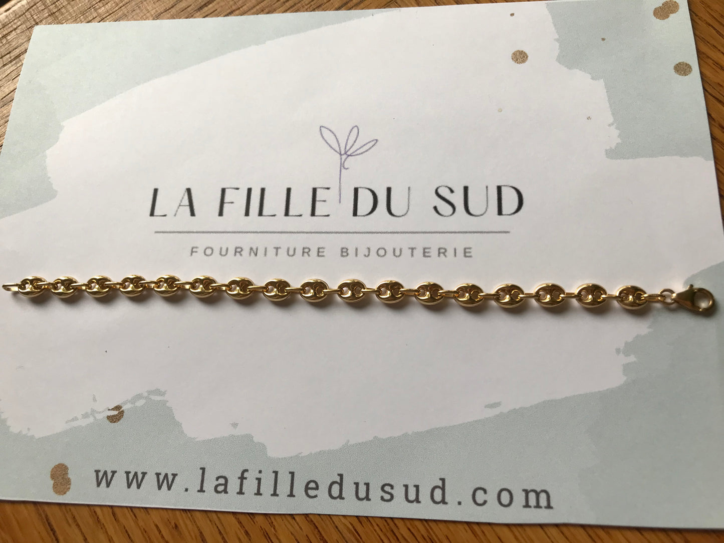 Bracelet grain de café en or pour homme ou femme, maille creuse, 6 mm de largueur, 19 cm de longueur, Or jaune 18k 750