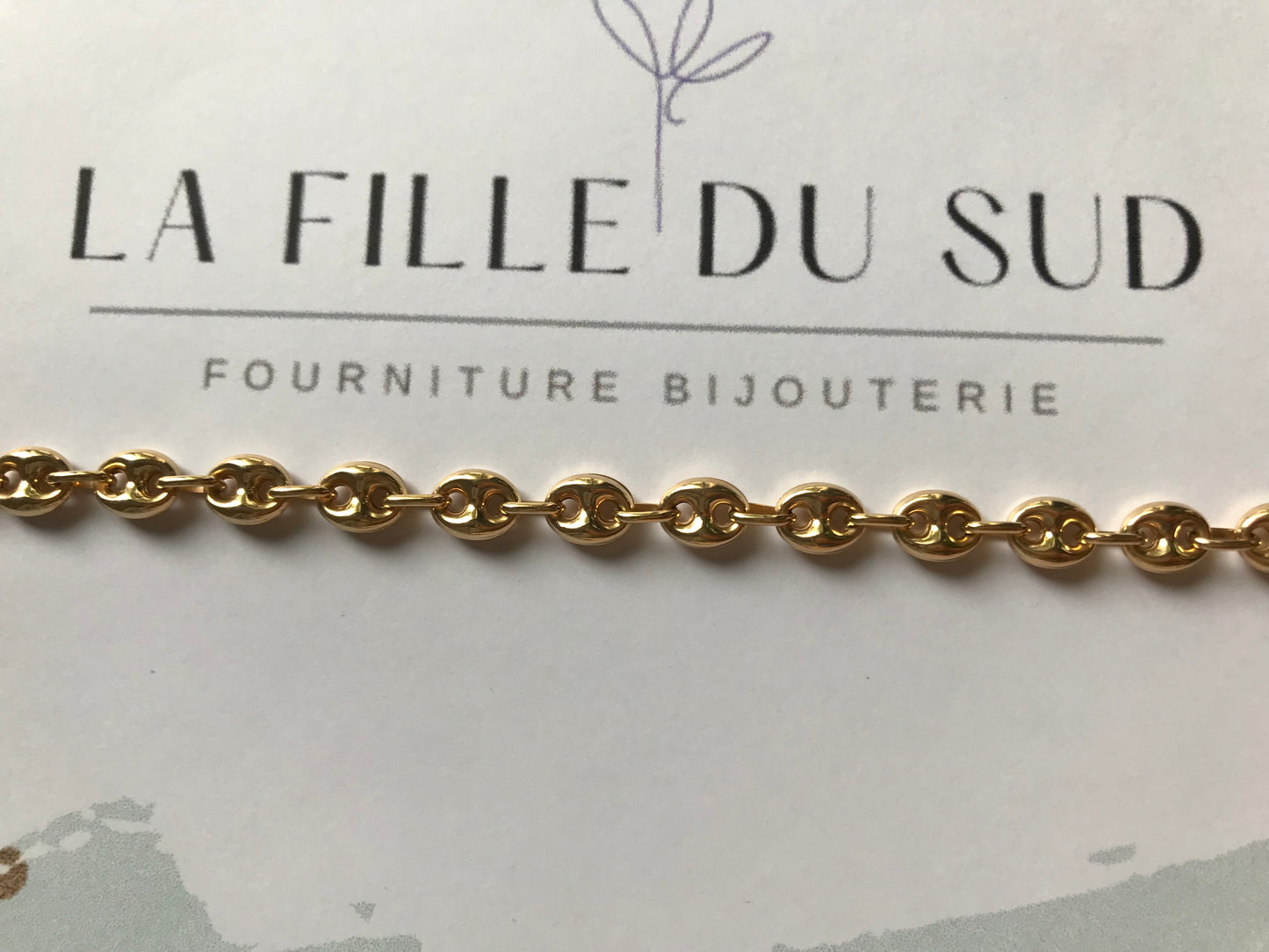 Bracelet grain de café en or pour homme ou femme, maille creuse, 6 mm de largueur, 19 cm de longueur, Or jaune 18k 750