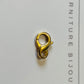 Fermoir mousqueton or 18 carats, forme de l'infini en or jaune 18k 750