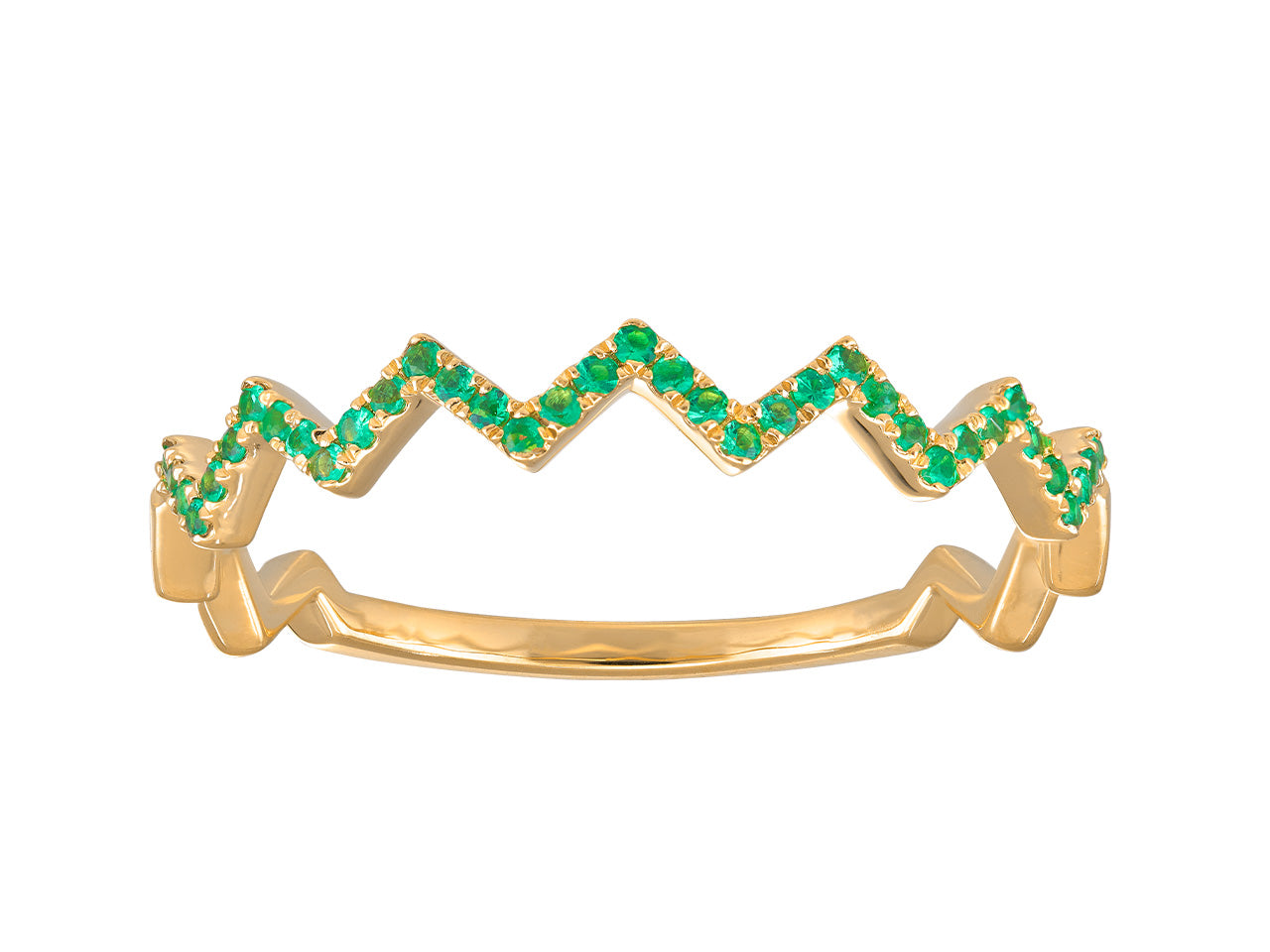 18 carat gold ring for women with 0.15 carat Emeralds, 18k 750 yellow gold