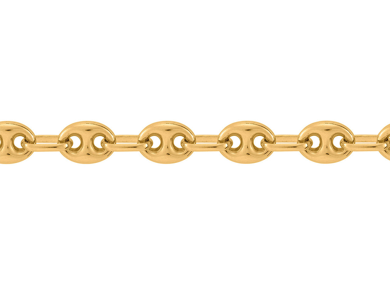 Bracelet grain de café en or pour homme ou femme, maille creuse, 6 mm de largueur, 19 cm de longueur, Or jaune 18k 750